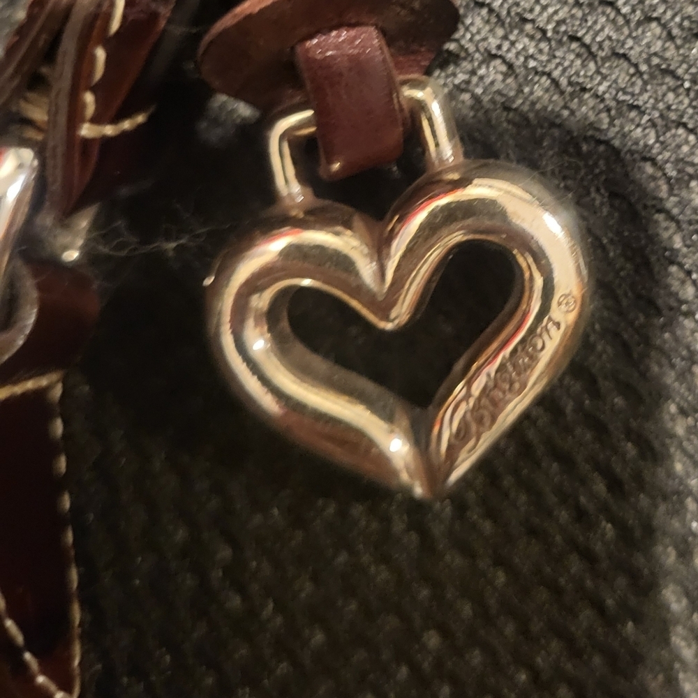 Brighton Brown Heart Pattern Women's Bag Purse Braided Strap - Picture 3 of 15